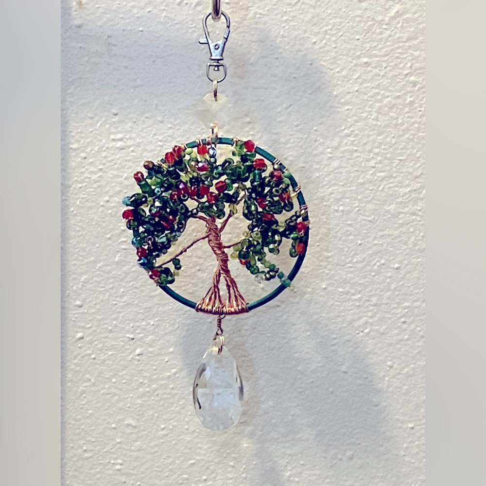 Harvest ‘Apple Tree’ Kinetic Art Sculpture Copper Wire Wrapped & Reclaimed Beads